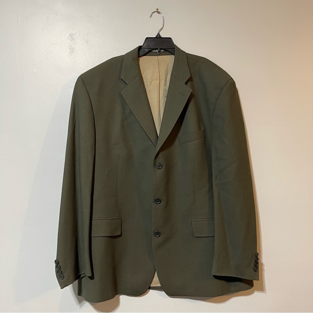 FRANCO TASSI Made in Canada Vintage Wool Blazer Olive Green Size 46 R Dawahares